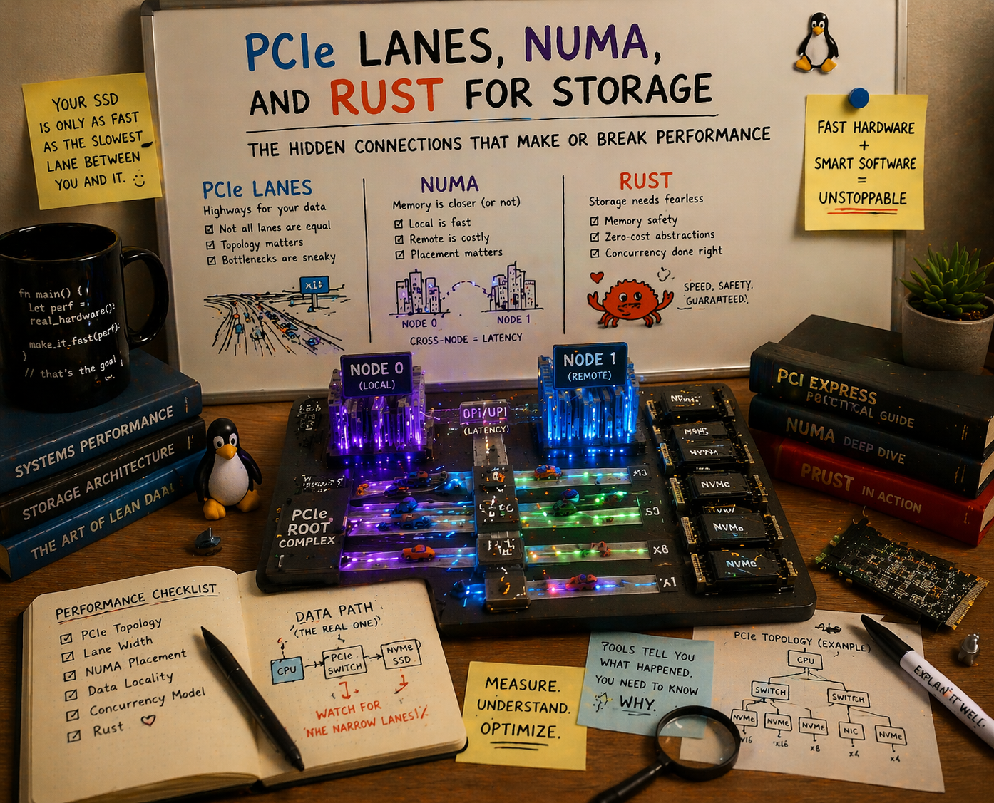 PCIe Lanes and NUMA architecture for Rust storage